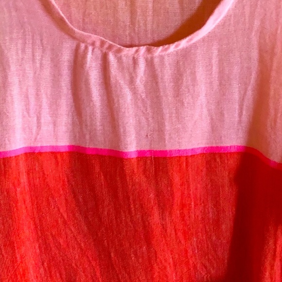 Lem lem Dresses & Skirts - Pink orange and Charcoal Linen Lem Lem Tropical Dress with fringe